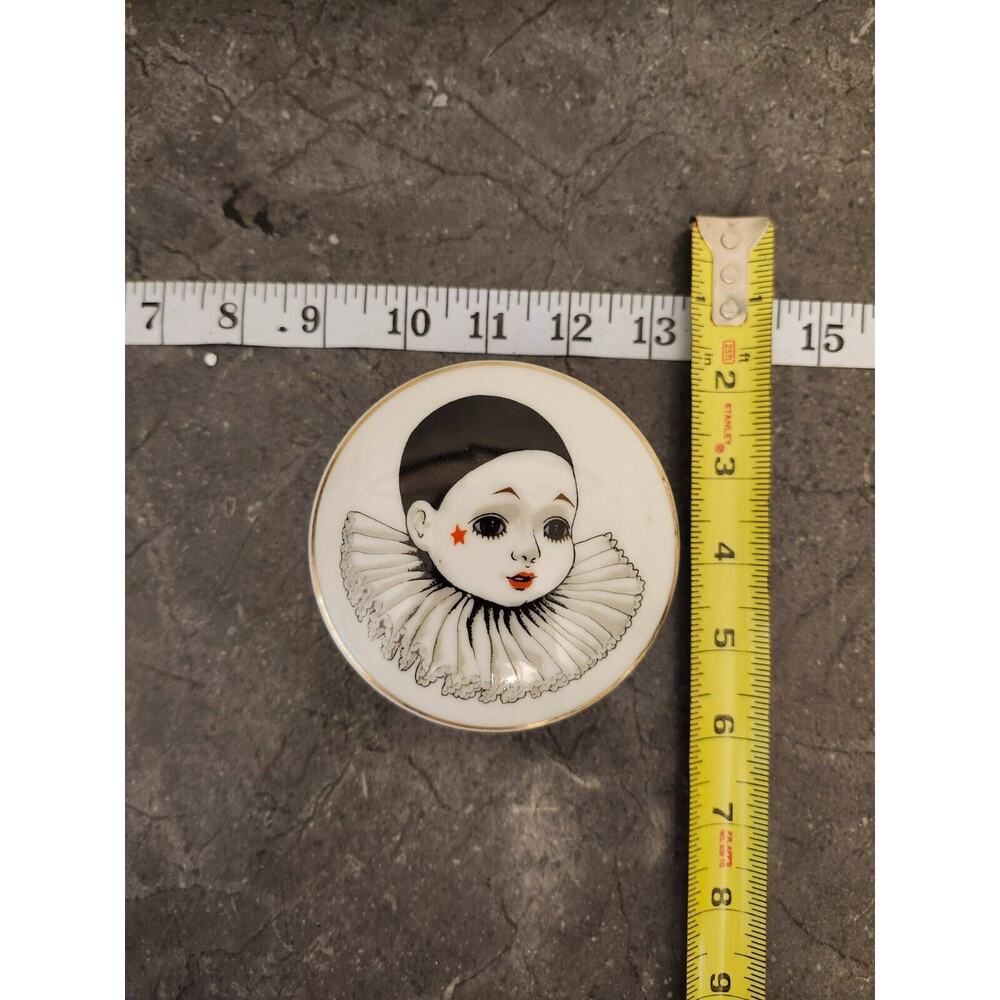 Ceramic Mime Clown Trinket Box Made In Japan Vintage